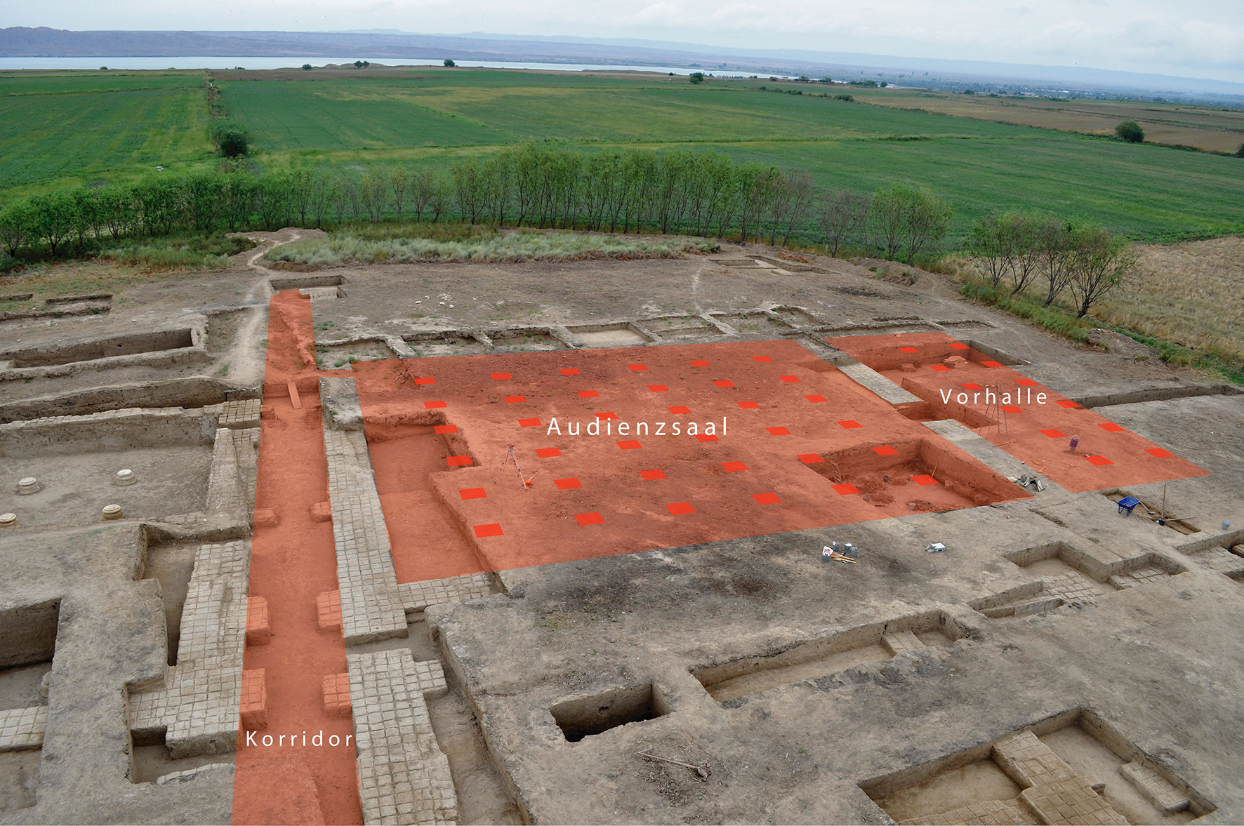 Zentralbereich des Palastes: Korridor, Audienzsaal und Vorhalle von Süden, 2011