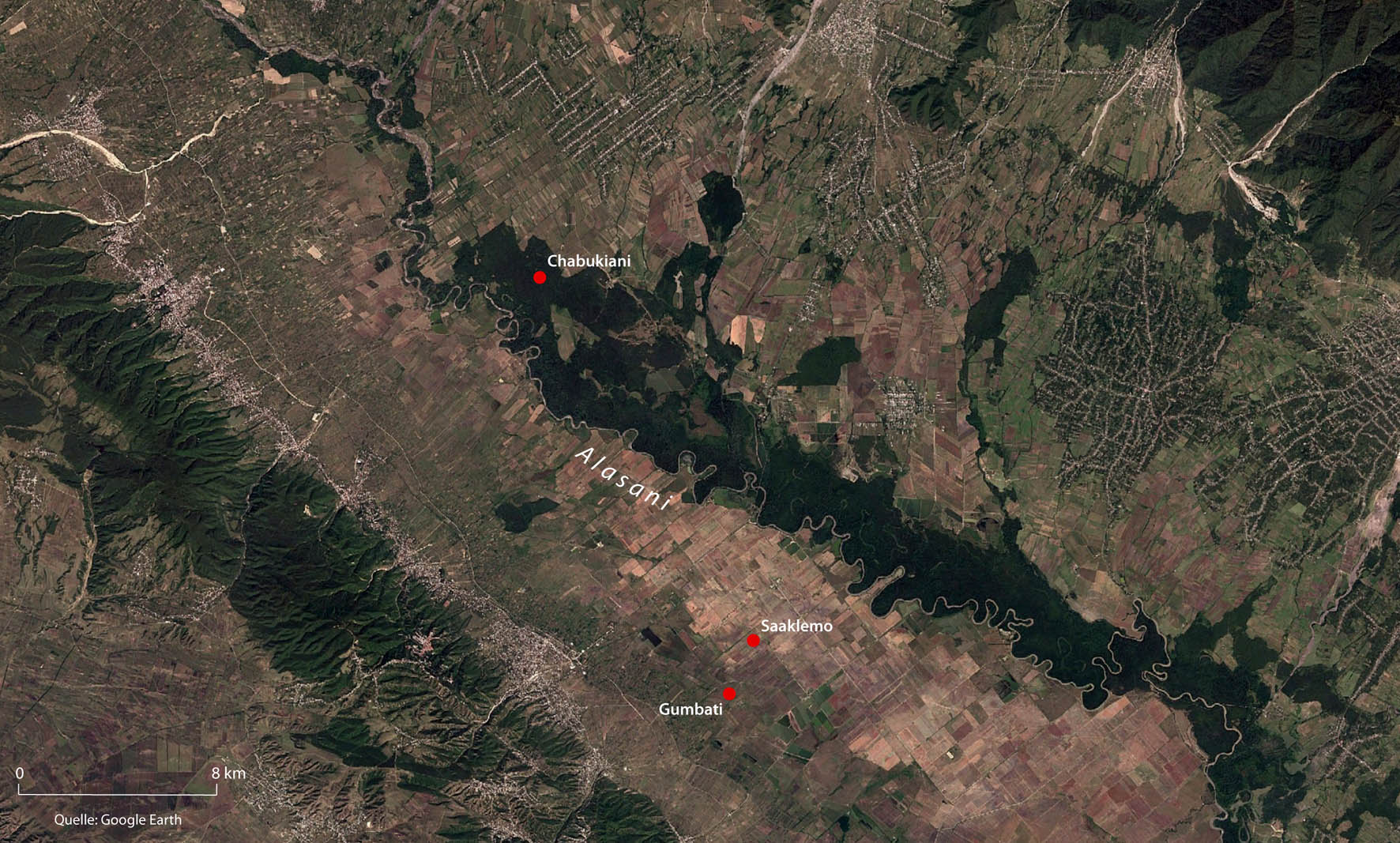 Karte mit Markierung der geografischen lage von Chabukiani